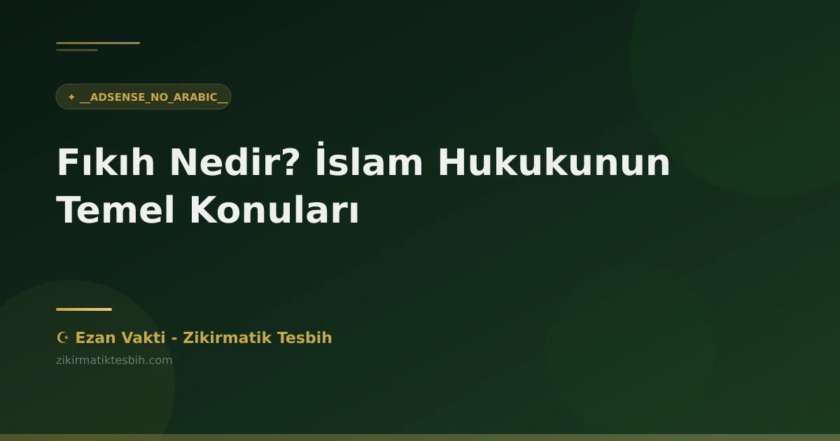 Fıkıh Nedir? İslam Hukukunun Temel Konuları