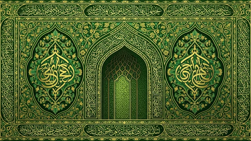 Yeşil ve altın renklerde Ala Suresi hat sanatı