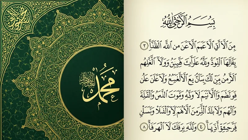 Alak Suresi'nin ilk ayetlerinin yazılı olduğu bir levha, İslam sanatıyla süslenmiş