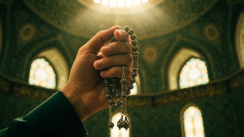 Salavat çeken bir el, tesbih taneleri arasında