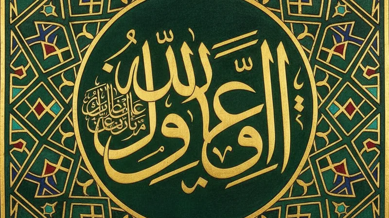 Amenerresulü yazılı hat sanatı ile süslenmiş bir cami içi detayı