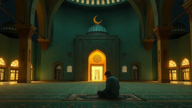 Berat Gecesi namazı kılan kişi seccade üzerinde dua ediyor