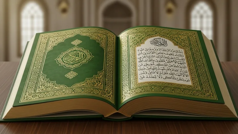 Yeşil ve altın renklerinde, İslami desenlerle süslenmiş bir dua kitabı görseli