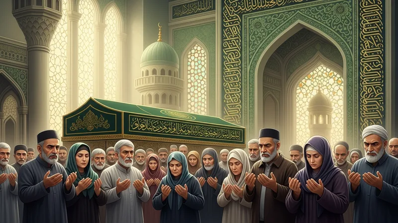 Cenaze namazı kılınırken ellerini açmış insanlar