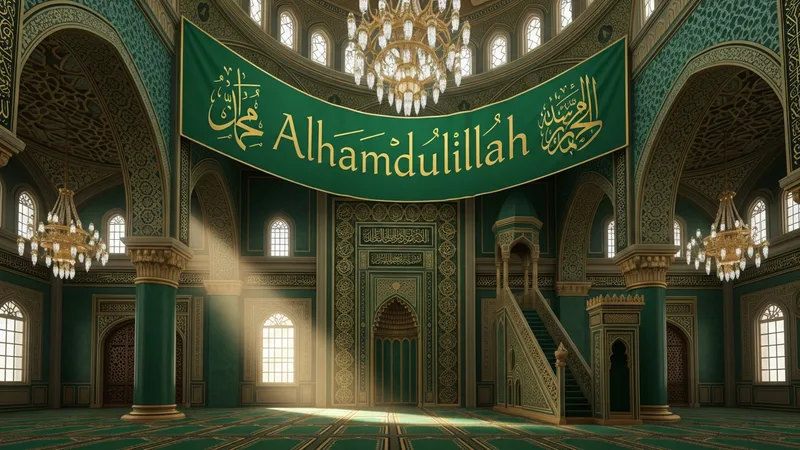 Elhamdülillah yazılı tablo, cami içinde