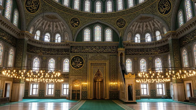 Osmanlı dönemine ait bir cami içindeki hat sanatıyla yazılmış zikir örnekleri