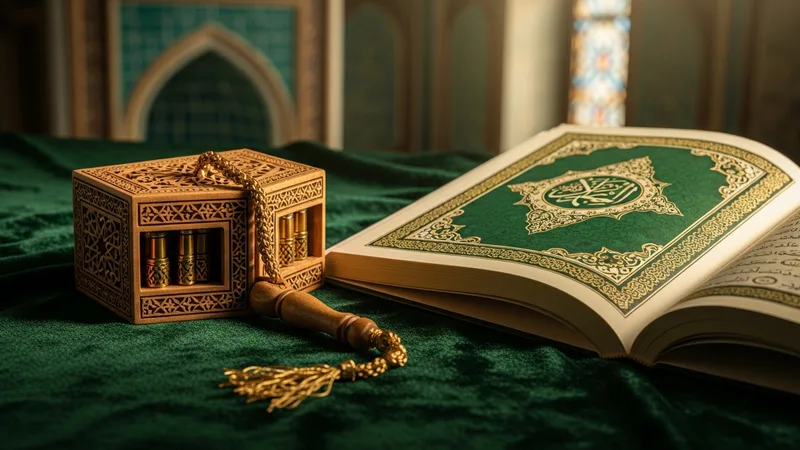 Geleneksel bir zikirmatik (tesbih sayacı) ve yanında bir Kur'an-ı Kerim