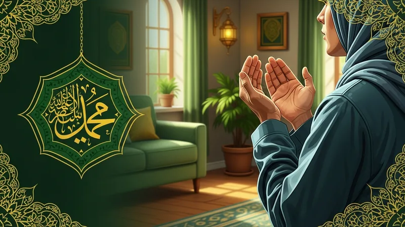 Evden çıkarken dua eden bir Müslüman illüstrasyonu