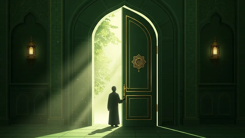 Evin kapısında duran ve dua eden bir kişi çizimi