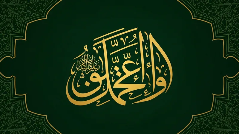 Felak Suresi'nin Arapça hat sanatıyla yazılmış bir görseli, altın yaldızlı ve yeşil tonlarında