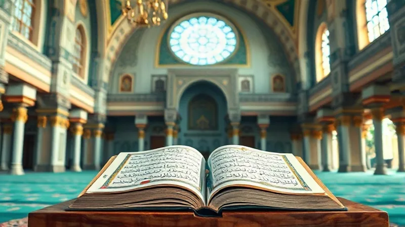 Furkan Suresi okunuşu anlamı ve fazileti için cami içi ışık ve Kuran detayı