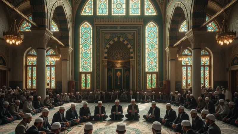 Zikir çeken cemaat ve cami içi detayları