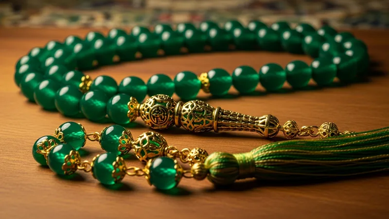 yeşil tesbih taneleri yakın çekim