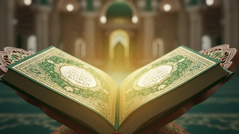 Kuran-ı Kerim'in sayfaları üzerinde parlayan ilahi bir ışık