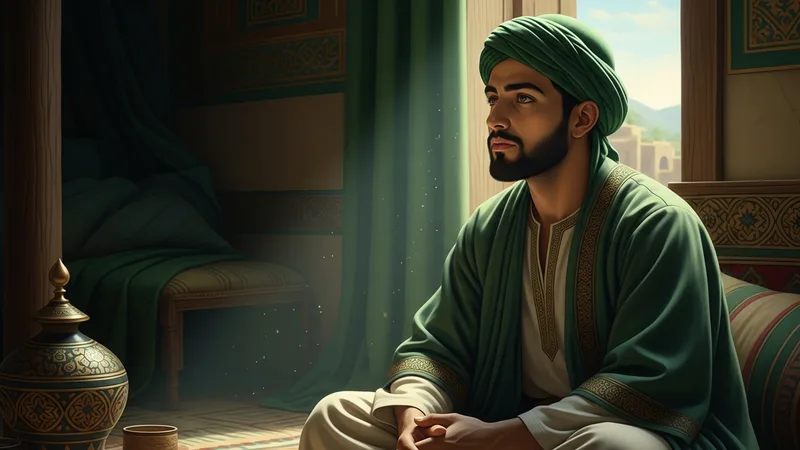 Hz. Osman'ın gençliğini ve İslam'ı kabul edişini tasvir eden bir İslam sanatı eseri.