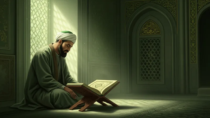 Hz. Osman'ın Kur'an okurken şehit edilmesini tasvir eden, hüzünlü ve saygın bir İslam sanatı eseri.