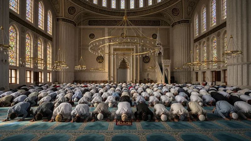 İkindi namazı kılınan bir cami görseli