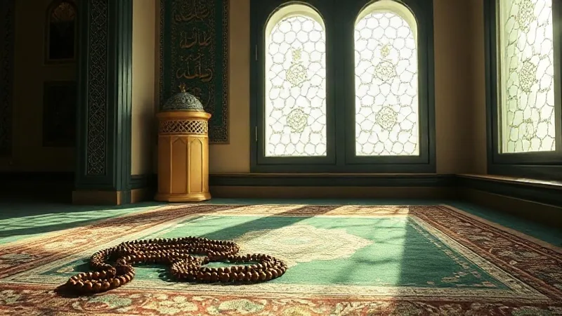 sabah namazı için seccade ve pencerenin önünde sabah ışığı