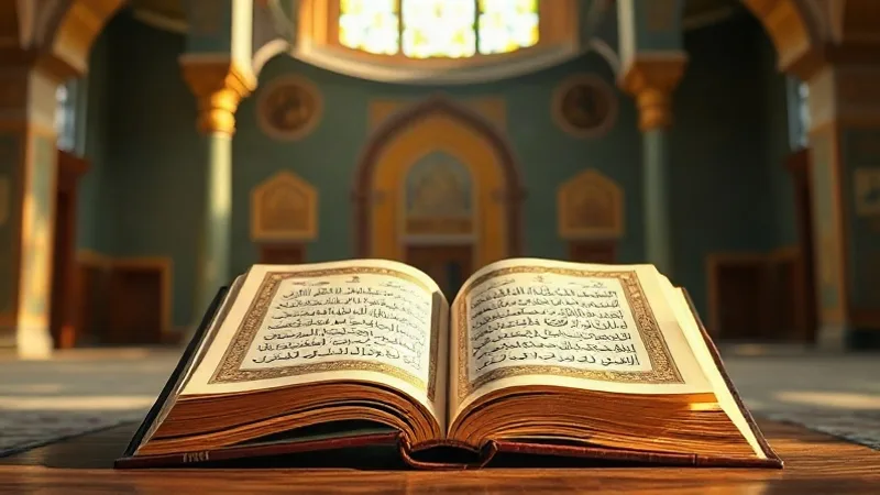 İnsan suresi okunuşu anlamı ve fazileti için huzurlu cami ve Kur'an temalı görsel