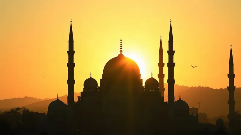 İstanbul namaz vakti sabah cami silüeti ve güneş doğumu