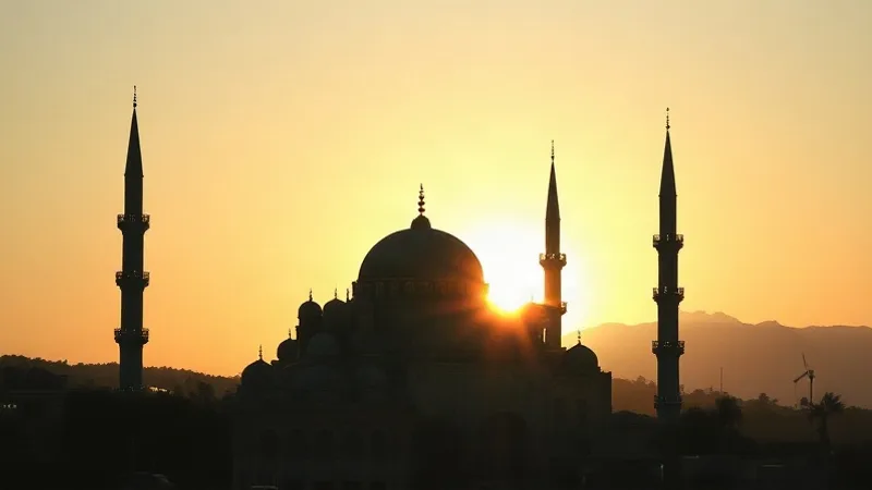 İzmir namaz vakitleri sabah ezanı ve cami silüeti