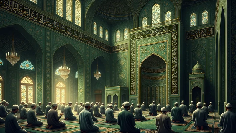 Kadir Gecesi'nde camide ibadet eden cemaat