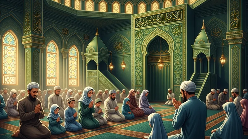 Mescitte itikaf yapan Müslümanlar