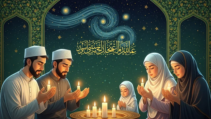 Müslümanların Kadir Gecesi'nde ibadet etmesi üzerine bir illüstrasyon