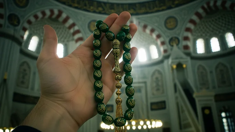 Kelime-i Tevhid hat sanatı örneği, yeşil ve altın renklerde