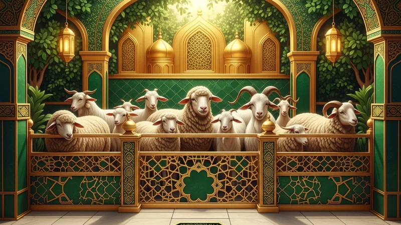 kurban kesimi için hazırlanan hayvanların görüntüsü