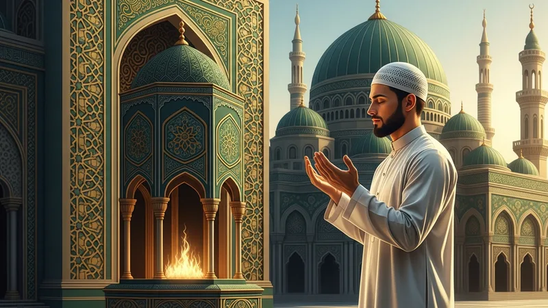 kurban kesimi sırasında dua eden bir müslüman