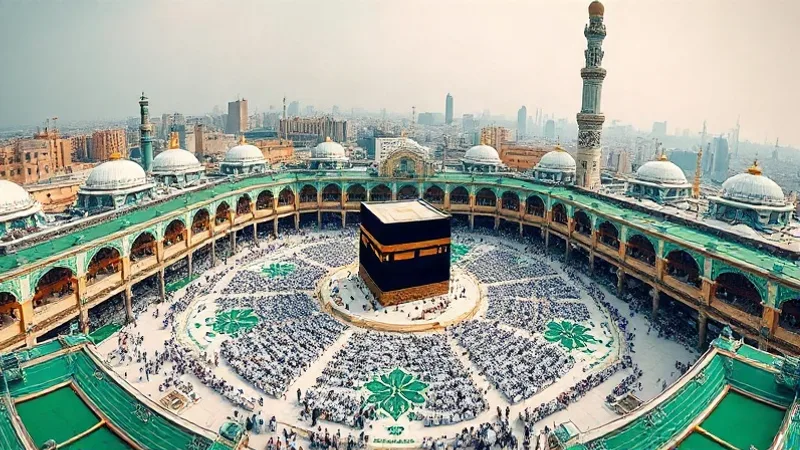 Mescid-i Haram nerededir sorusunu açıklayan Mekke merkezli görünüm