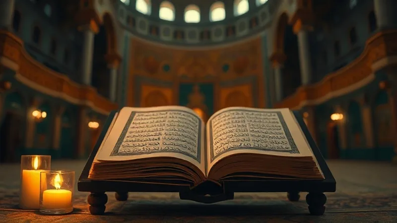 Kandil gecesinde rahle üzerinde açık Kur'an-ı Kerim