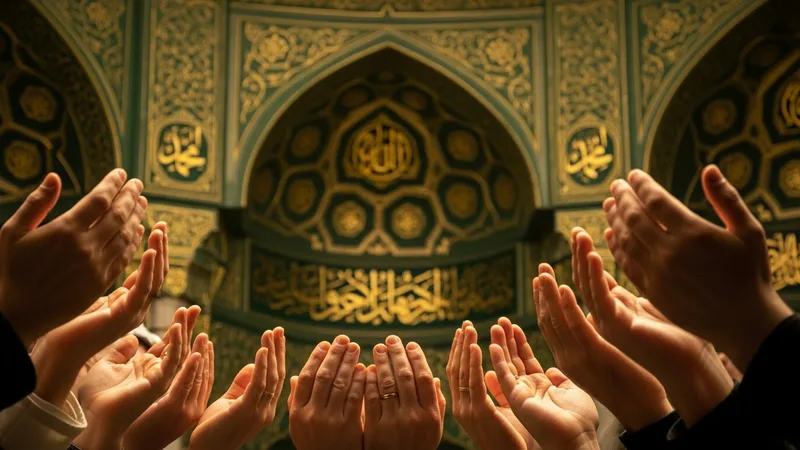Mevlid Kandili'nde dua eden eller, İslam sanatı detayları