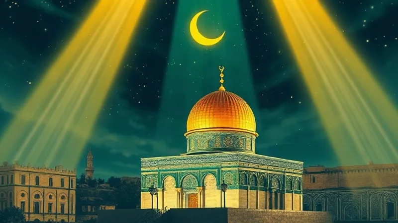 Miraç Kandili gecesi cami minareleri ve ay ışığı