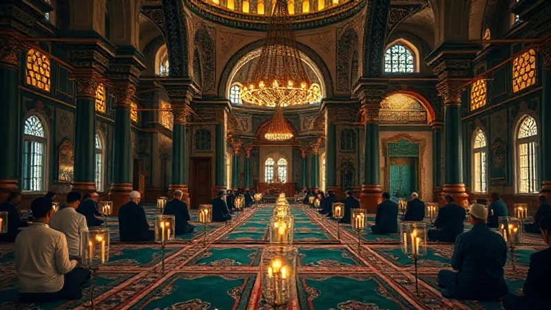 Miraç gecesi ibadeti yapan müminler camide