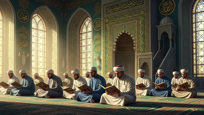 Camide Kur'an okuyan bir grup müslüman