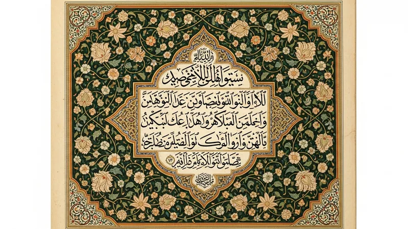 Mülk Suresi'nin İslam sanatıyla işlenmiş bir görseli