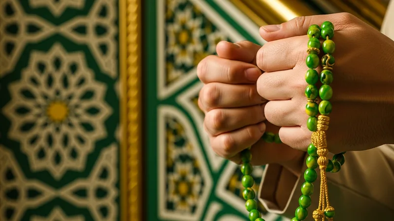 Namaz sonrası tesbih çeken bir kişi