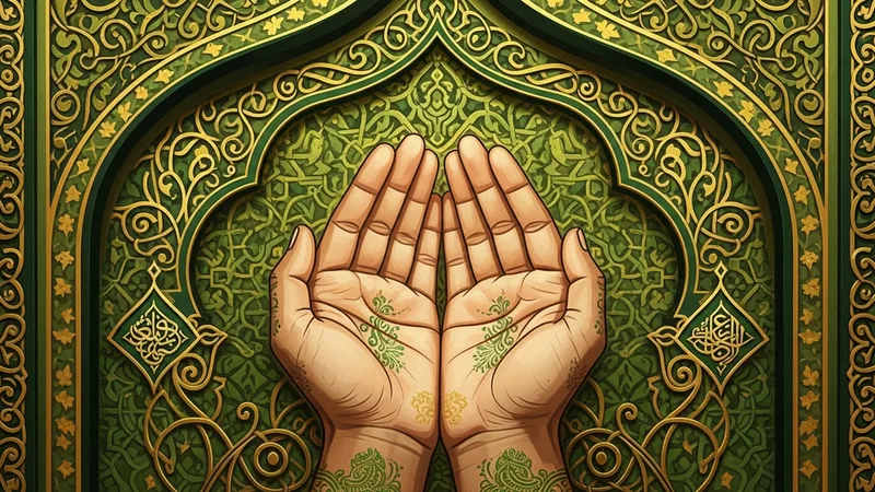 Dua eden eller, Islamic art style, green and gold