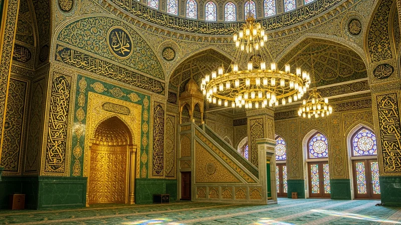 Camii görseli, Islamic art style, golden details