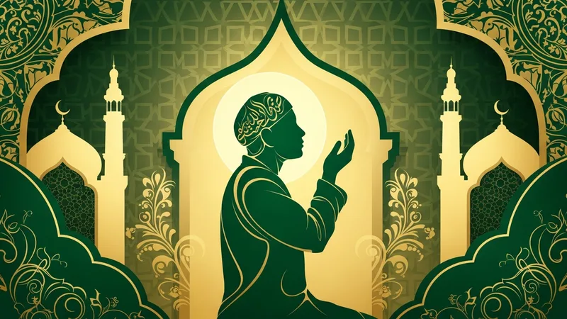 Namaz kılan bir Müslüman'ın silüeti, huzur içinde dua ederken