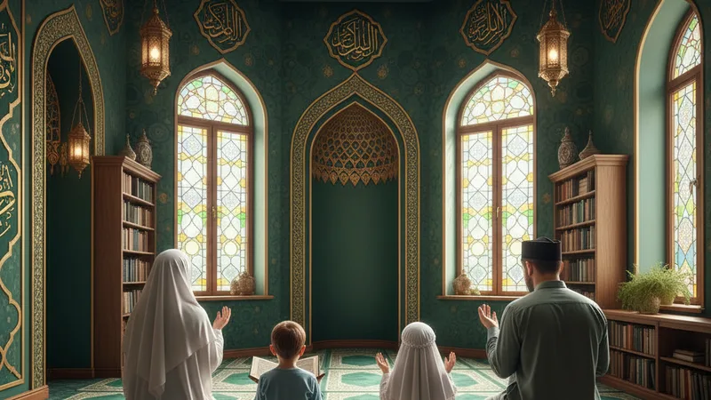 Namaz kılan bir aile, çocuklarıyla birlikte kısa surelerin önemini öğreniyor
