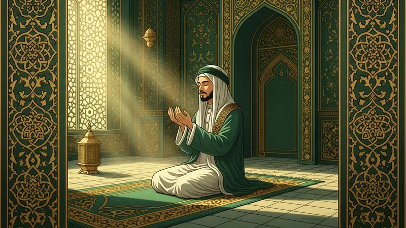 Namaz kılan bir müslüman, elleri semaya açık dua ederken