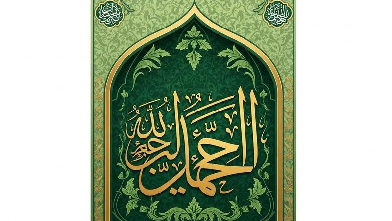 yeşil ve altın renklerinde Nas Suresi hat sanatı