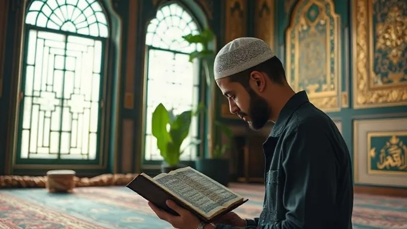 Necm Suresi meali ve tefsiri için açık Kur'an okuyan kişi