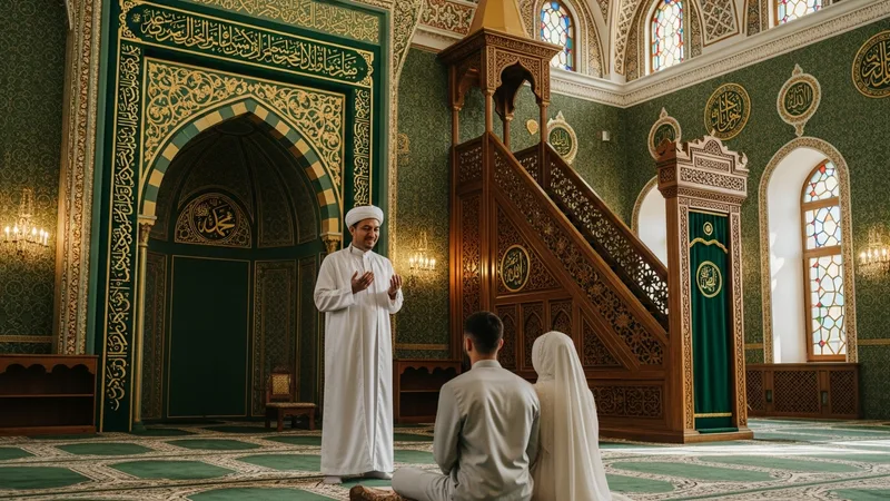 Nikah kıyılırken imamın dua ettiği an, minber detayı