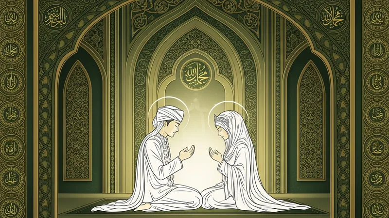 Nikah töreninde dua eden gelin ve damat, soft ışık