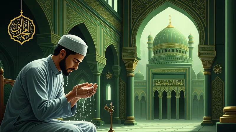 Öğle namazının ilk sünneti için abdest alan bir müslüman