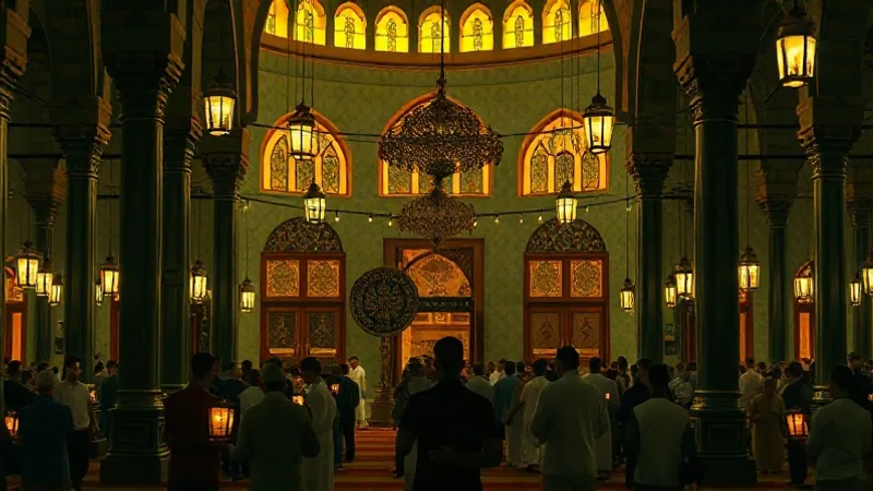 Kandil gecesi camide dua eden cemaat ve tesbih
